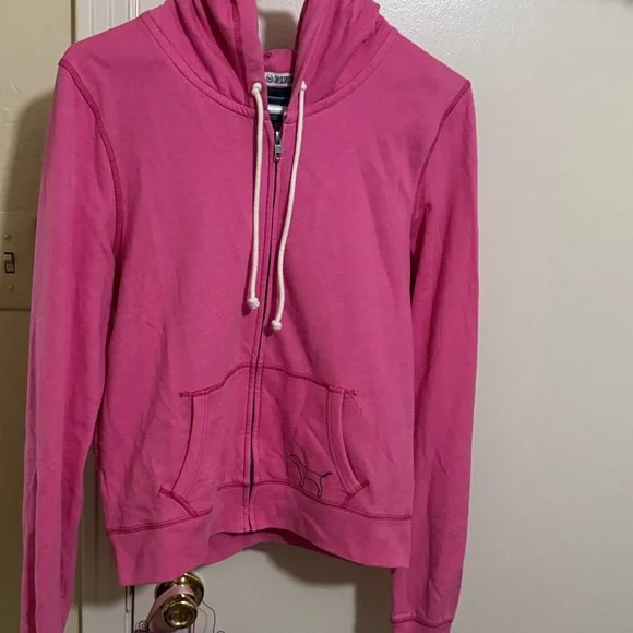 PINK Victoria's Secret Pink Hoodie with Black Broken Heart - Picture 2 of 2
